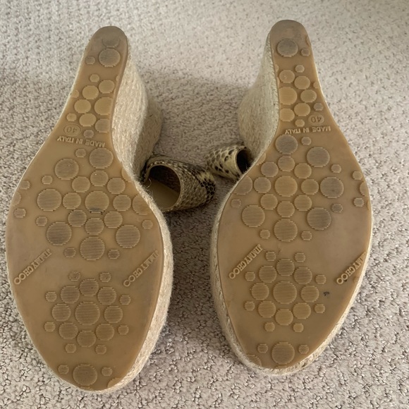Jimmy Choo Python Embossed Leather Phoenix Wedge Espadrilles  Jimmy Choo python wedges.